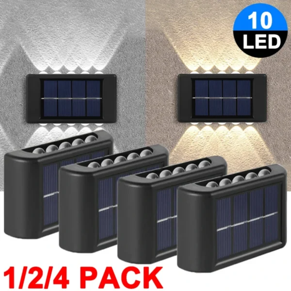 Enhanced Waterproof Solar Wall Lights - 10 LED Outdoor Garden Yard Fence Decor Lamps with Improved Security and Lighting