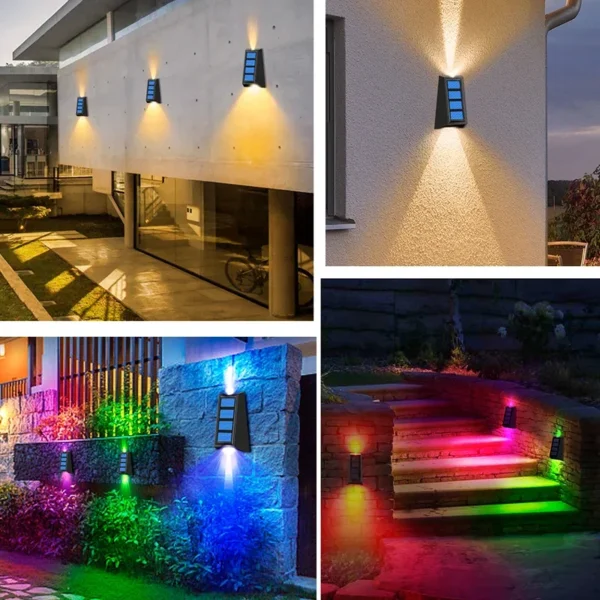 Decoration Solar Garden Lights RGB Color Changing Waterproof Wall Lamp Christmas Gift Solar Lighting For Walkway Fence Stairs - Image 5