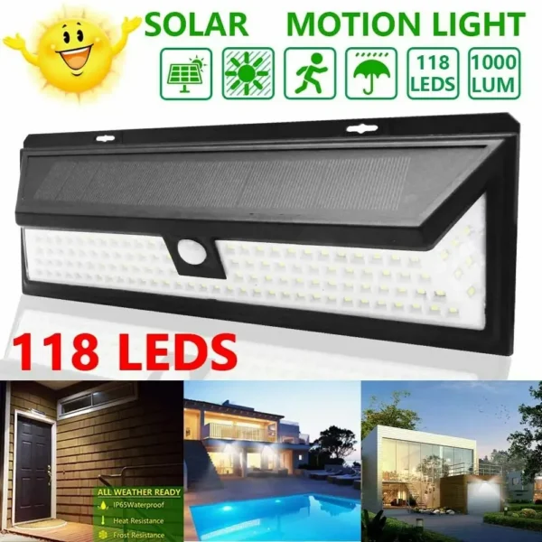 WAKYME 118 LED Solar Light PIR Motion Sensor Wall Lamp Outdoor Waterproof Solar Powered Garden Decoration Emergency Light - Image 2