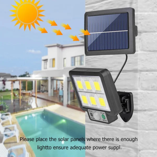 COB LED Solar Light Outdoor Solar Lamp Wall Light with Motion Sensor Solar Powered Sunlight Spotlights for Garden Decor - Image 5