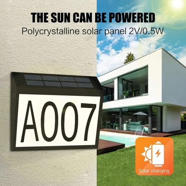 Solar Waterproof House Number Plaque Light 10 LED Address Sign Outdoor Wall Lamp - Image 2