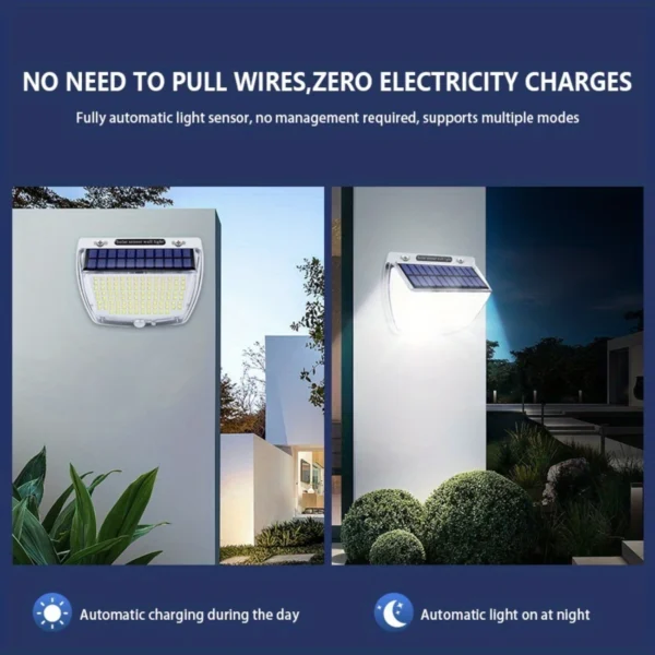 New Energy-saving, eco-friendly, and waterproof Solar Motion Sensor Wall Lamp with IP65 rating and 160-LED Outdoor Garden Decora - Image 5