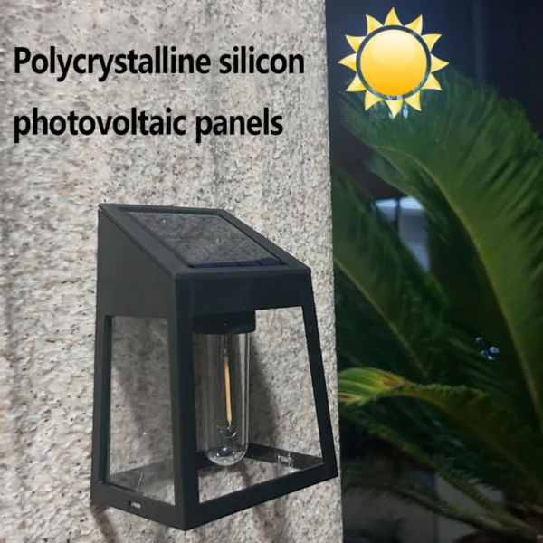 Waterproof Tungsten Filament Solar Wall Lights - 3 Modes Human Induction Fence Lights for Outdoor Spaces - Image 3