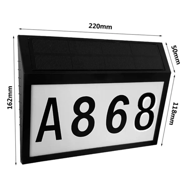 Solar Waterproof House Number Plaque Light 10 LED Address Sign Outdoor Wall Lamp - Image 6