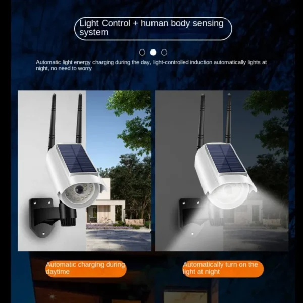 Energy-Efficient Waterproof Outdoor Motion Sensor LED Solar Wall Light with Simulation Surveillance Camera - Durable Security Li - Image 6