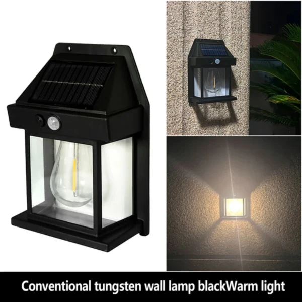 Waterproof Tungsten Filament Solar Wall Lights - 3 Modes Human Induction Fence Lights for Outdoor Spaces - Image 9