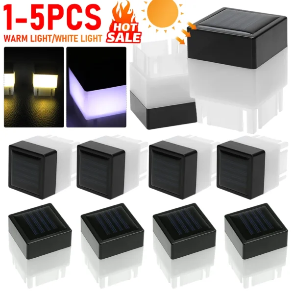 Outdoor Solar LED Lamp Square Waterproof LED Solar Light Fence Post Pool Garden Lamp Warm White Street Light Garden Decoration