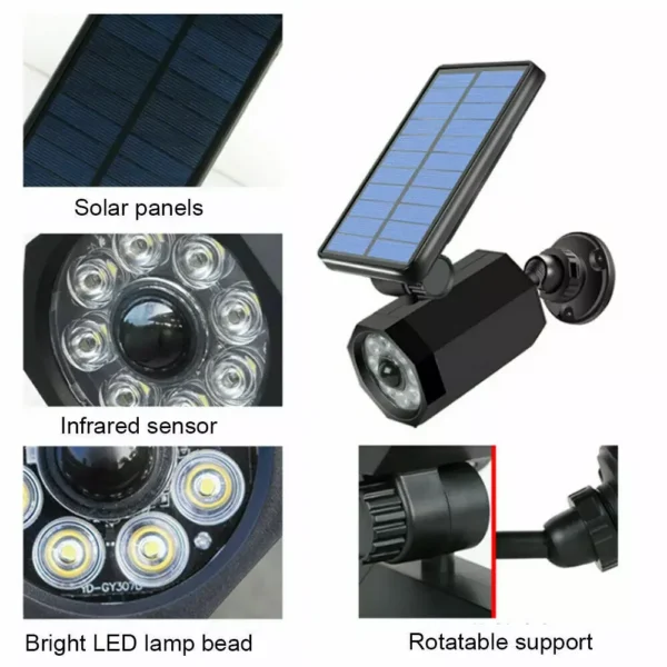 Solar Motion Sensor Light Outdoor Spotlight Solar 25 Feet With 8  LED bulbs for Patio, Deck, Yard, Garden, Garage, Bin Area - Image 3