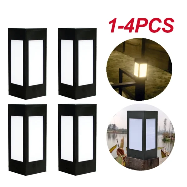 1-4PCS Solar Fence Post LED Cap Light Waterproof Outdoor Garden Yard Pool Lamp Square Lights Garden Street Lamp Decor