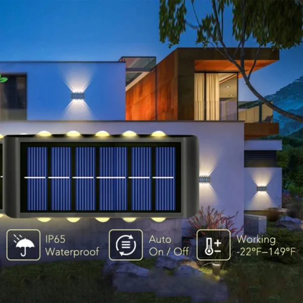 Enhanced Waterproof Solar Wall Lights - 10 LED Outdoor Garden Yard Fence Decor Lamps with Improved Security and Lighting - Image 3