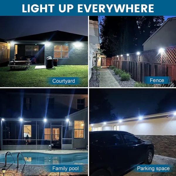 Solar Outdoor Lights - 4 Pack Motion Sensor Safety Lights with 3 Lighting Modes for Garden Fence, Patio Deck, Garage. - Image 5