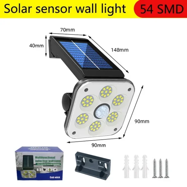 Outdoor Solar Lights for Garden 54 COB Solar Light Balcony Home Camping Exterior Decoration Motion Sensor Waterproof Wall Lamp - Image 8