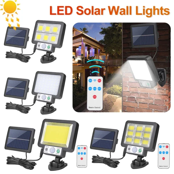 COB LED Solar Light Outdoor Solar Lamp Wall Light with Motion Sensor Solar Powered Sunlight Spotlights for Garden Decor