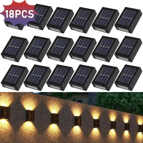 Solar Wall Lamps LED Outdoor Fence Deck Path Garden Patio Pathway Stairs Lights - Image 7