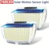 New Energy-saving, eco-friendly, and waterproof Solar Motion Sensor Wall Lamp with IP65 rating and 160-LED Outdoor Garden Decora